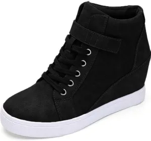 Athlefit Women's Lace Up Wedge Sneakers High Top Fashion Sneakers Ankle Booties