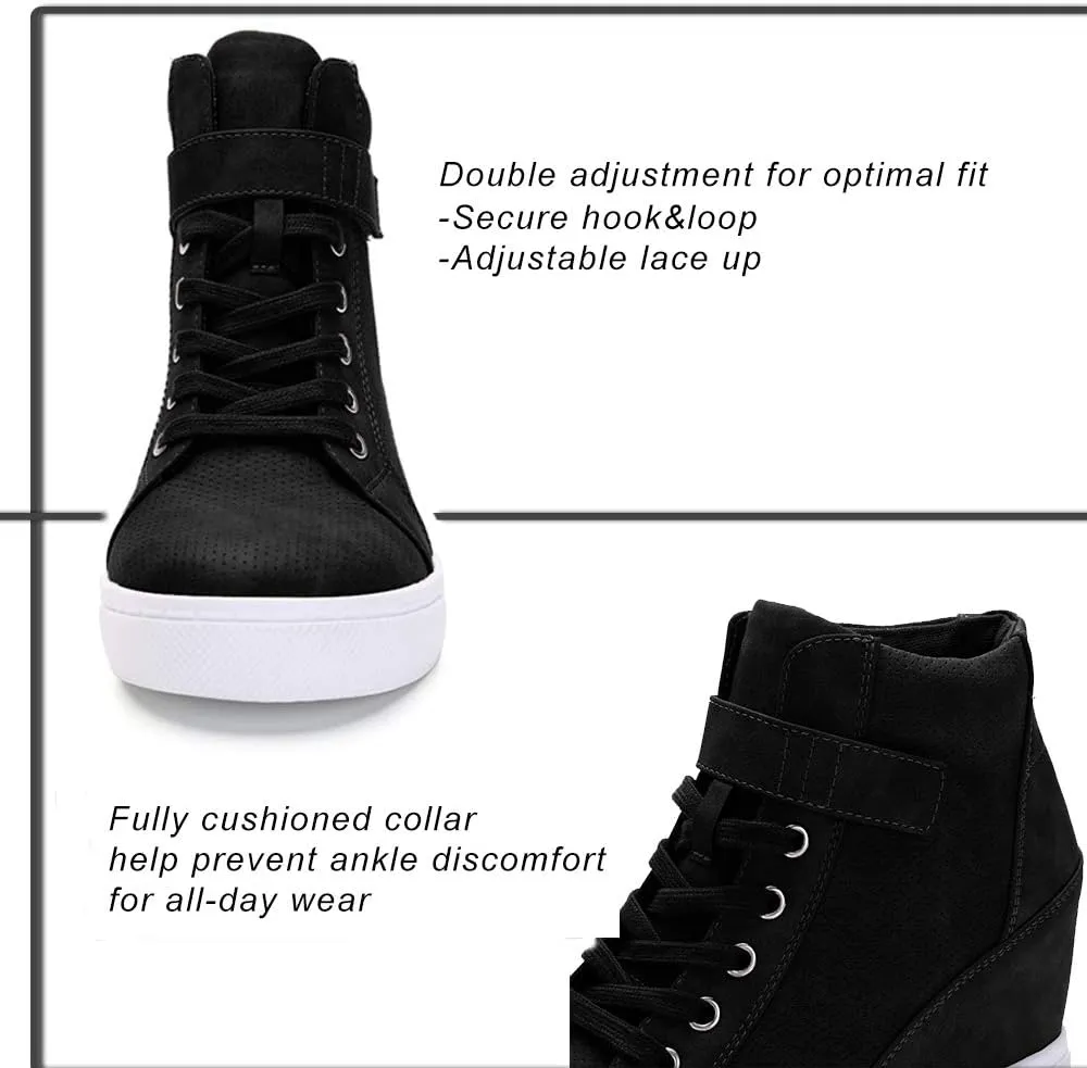 Athlefit Women's Lace Up Wedge Sneakers High Top Fashion Sneakers Ankle Booties