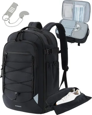 BAGSMART Carry On Travel Backpack, 17.3 Inch Large Travel backpack Carry On Flight Approved, Personal Item Backpack Travel Bag With Shoe Bag, 30L Water Resistant Casual Daypack, Black