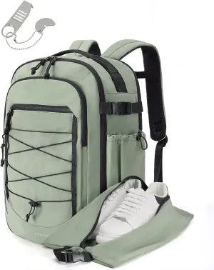 BAGSMART Carry On Travel Backpack, 17.3 Inch Large Travel backpack Carry On Flight Approved, Personal Item Backpack Travel Bag With Shoe Bag, 30L Water Resistant Casual Daypack, Green