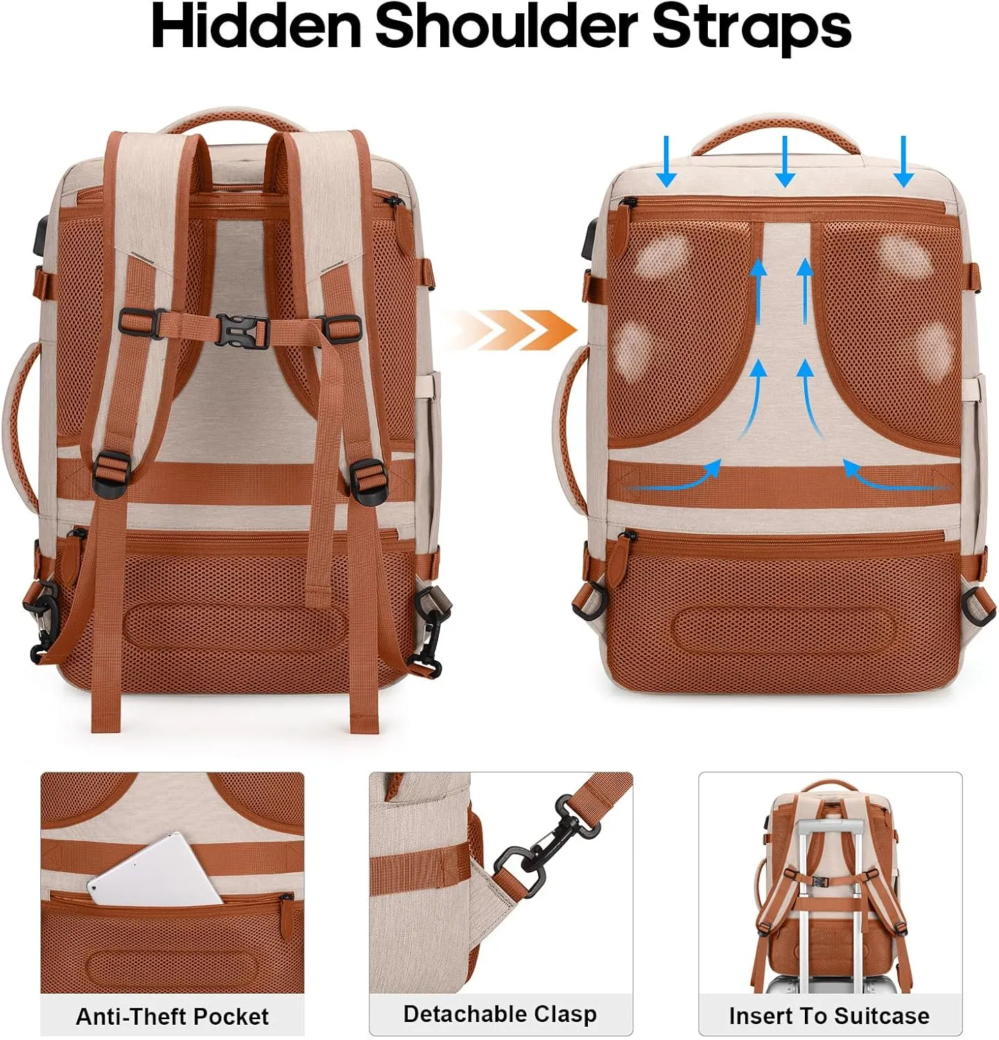 Bagsure Travel Backpack, 42L Carry on Luggage, Flight Approved Expandable Backpack, Laptop Backpack