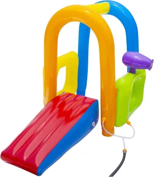 BANZAI Jr. Inflatable Water-Sprinkling Splash Fun Water Park Toddler Play Center with Cannon and Arch, Recommended for Ages 18 Months and Older