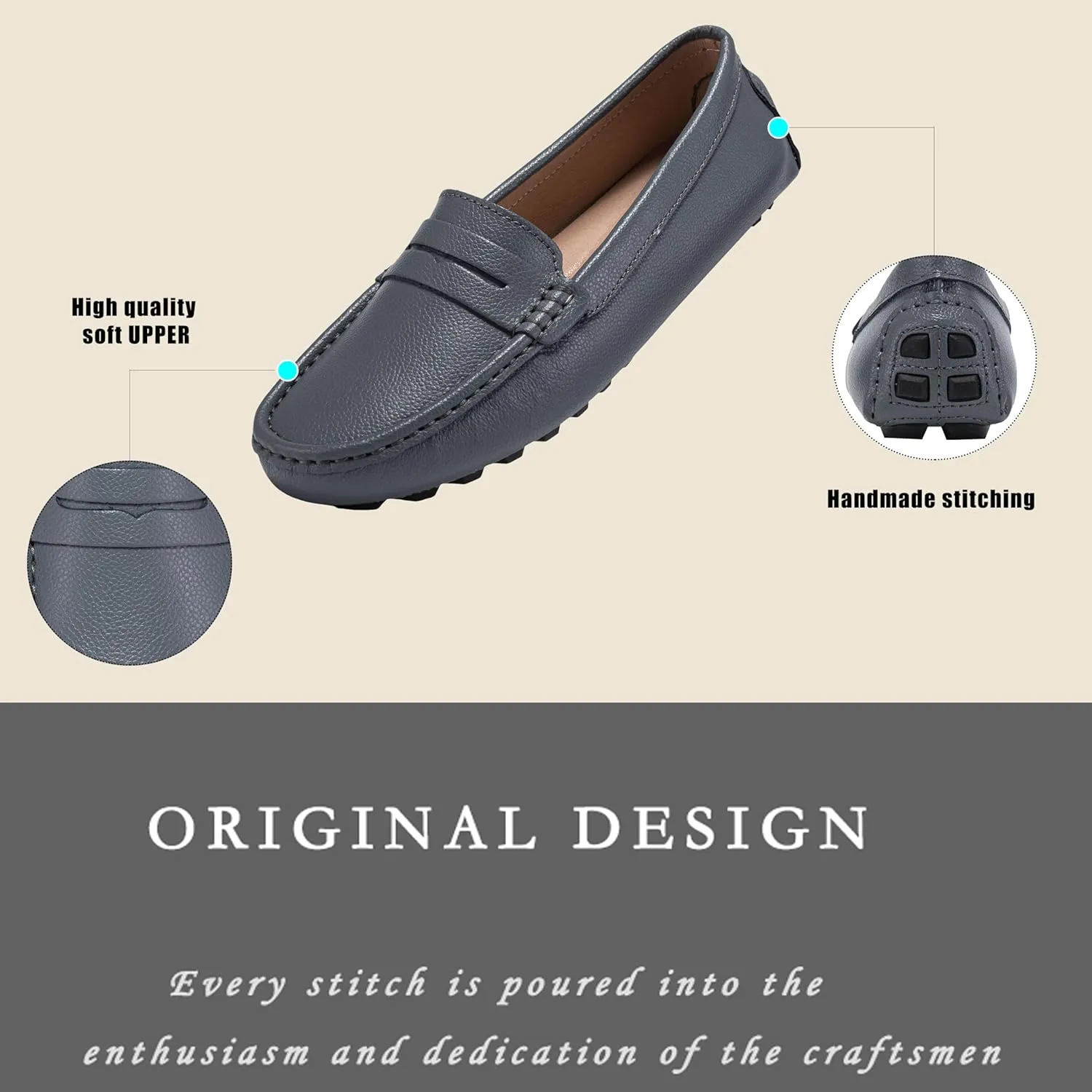 BEAUSEEN Women's Genuine Leather Penny Loafers Classic Driving Moccasins Casual Slip On Comfort Women Loafer Shoes