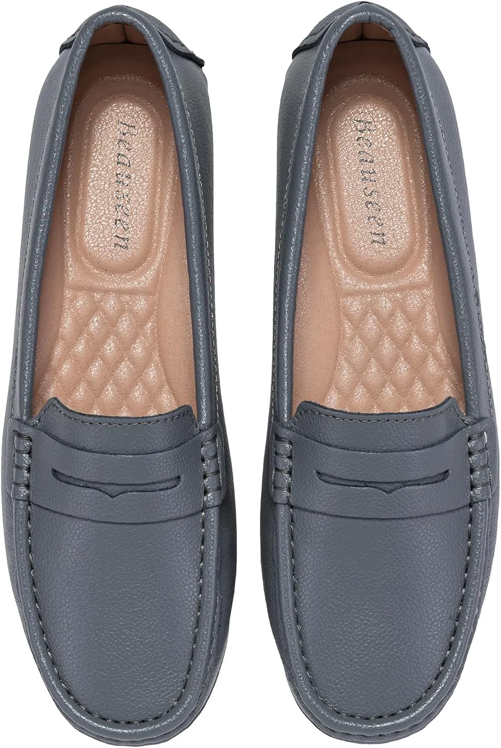 BEAUSEEN Women's Genuine Leather Penny Loafers Classic Driving Moccasins Casual Slip On Comfort Women Loafer Shoes