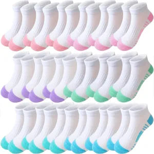 Bemeol Girls Socks 18 Pairs Ankle Socks Girls Running Athletic Low Cut Sock for Little Big Kids