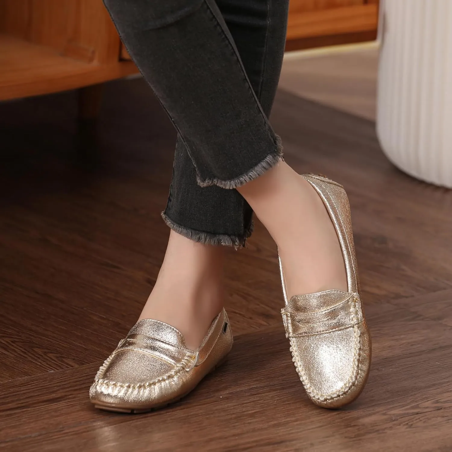 Bernal Women Penny Loafers Casual Comfortable Slip On Flat Shoes Driving Loafers Work Walking Shoes