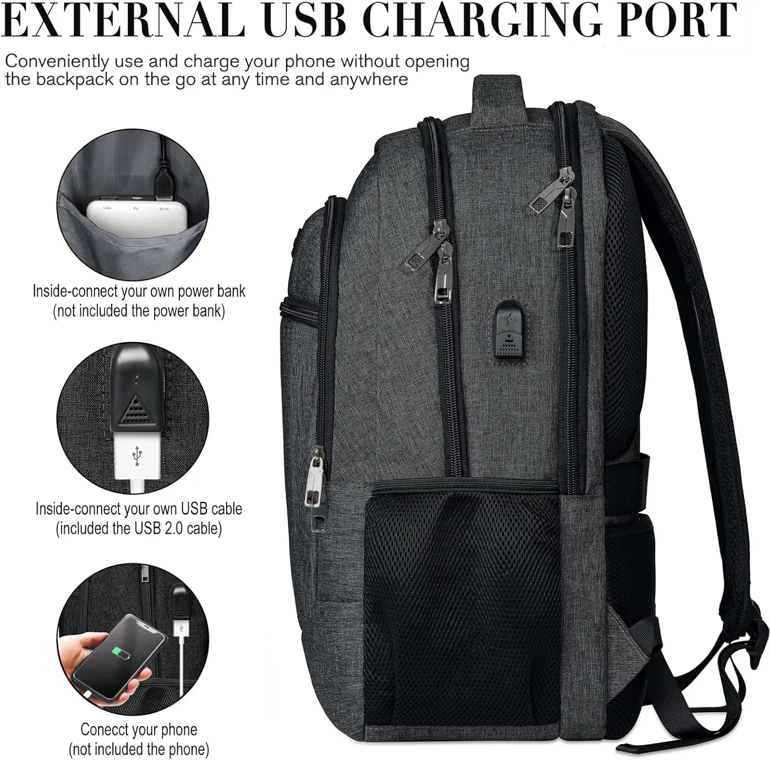 BIKROD Travel Laptop Backpack, 17 Inch Extra Large School Backpacks for Teen Boys and Girls, Black Water Resistant Women Back Pack, Business Men Sturdy Computer Bag with USB Charging Port, Gifts