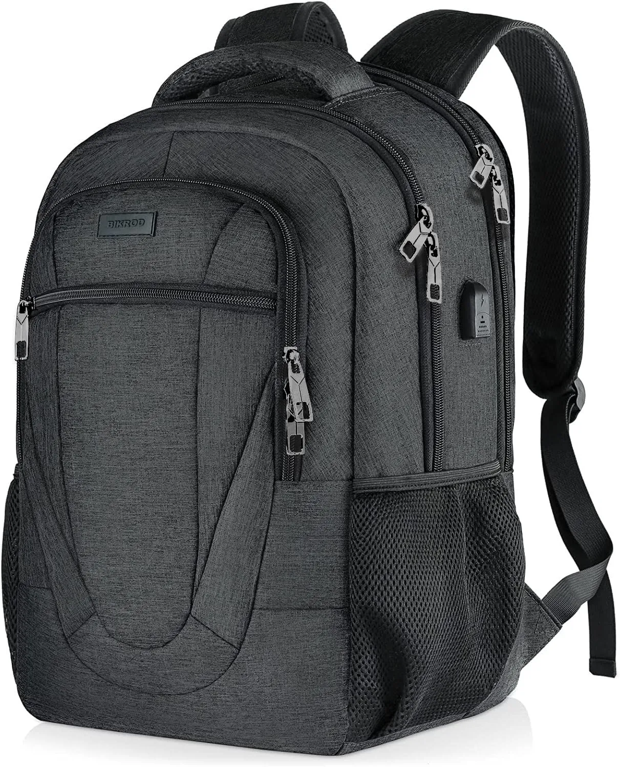 BIKROD Travel Laptop Backpack, 17 Inch Extra Large School Backpacks for Teen Boys and Girls, Black Water Resistant Women Back Pack, Business Men Sturdy Computer Bag with USB Charging Port, Gifts