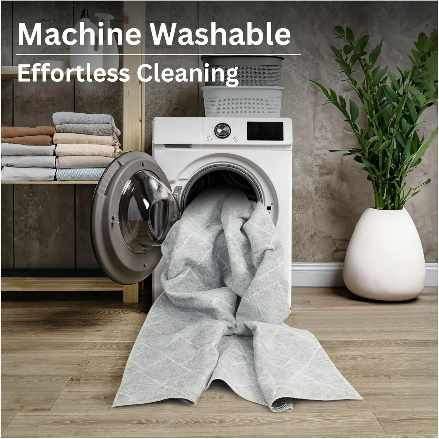 Bloom Rugs Washable Non-Slip 10 ft Runner - Gray/Pebble Striped Runner for Entryway, Hallway, Bathroom, and Kitchen - Exact Size: 2.5' x 10'
