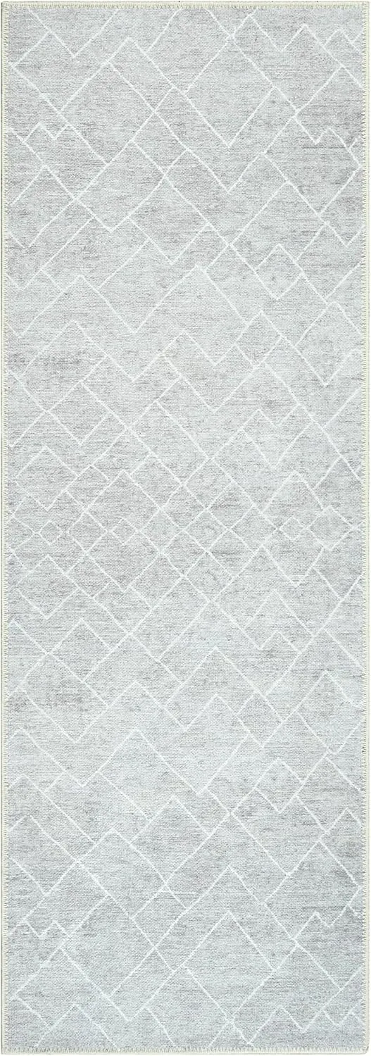 Bloom Rugs Washable Non-Slip 10 ft Runner - Gray/Pebble Striped Runner for Entryway, Hallway, Bathroom, and Kitchen - Exact Size: 2.5' x 10'