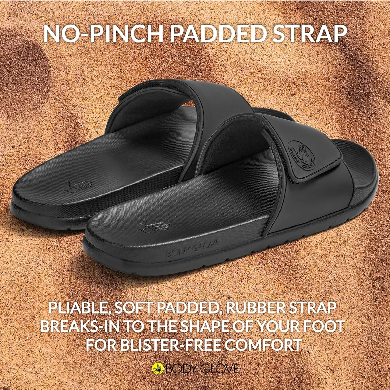 Body Glove Women’s Slides, Cushioned Slide-on Sandal Slippers with Padded Adjustable Strap