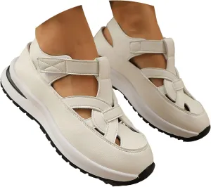 Bootara Women'S Plus Size Hollow-Out Casual Sandals, Closed Toe Platform Sandals Height-Boosting Thick Sole Dressy Summer Comfortable Wedges Dress Sandal Best Walking Shoes