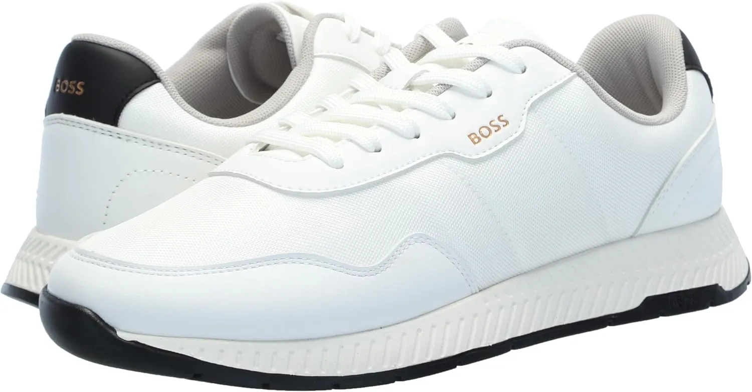 BOSS Men's Leather Mix Low Top Sneaker