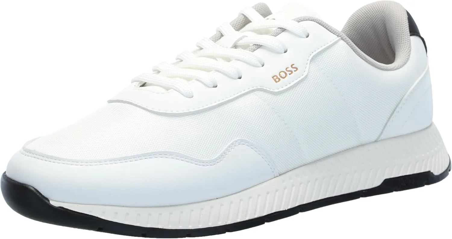 BOSS Men's Leather Mix Low Top Sneaker