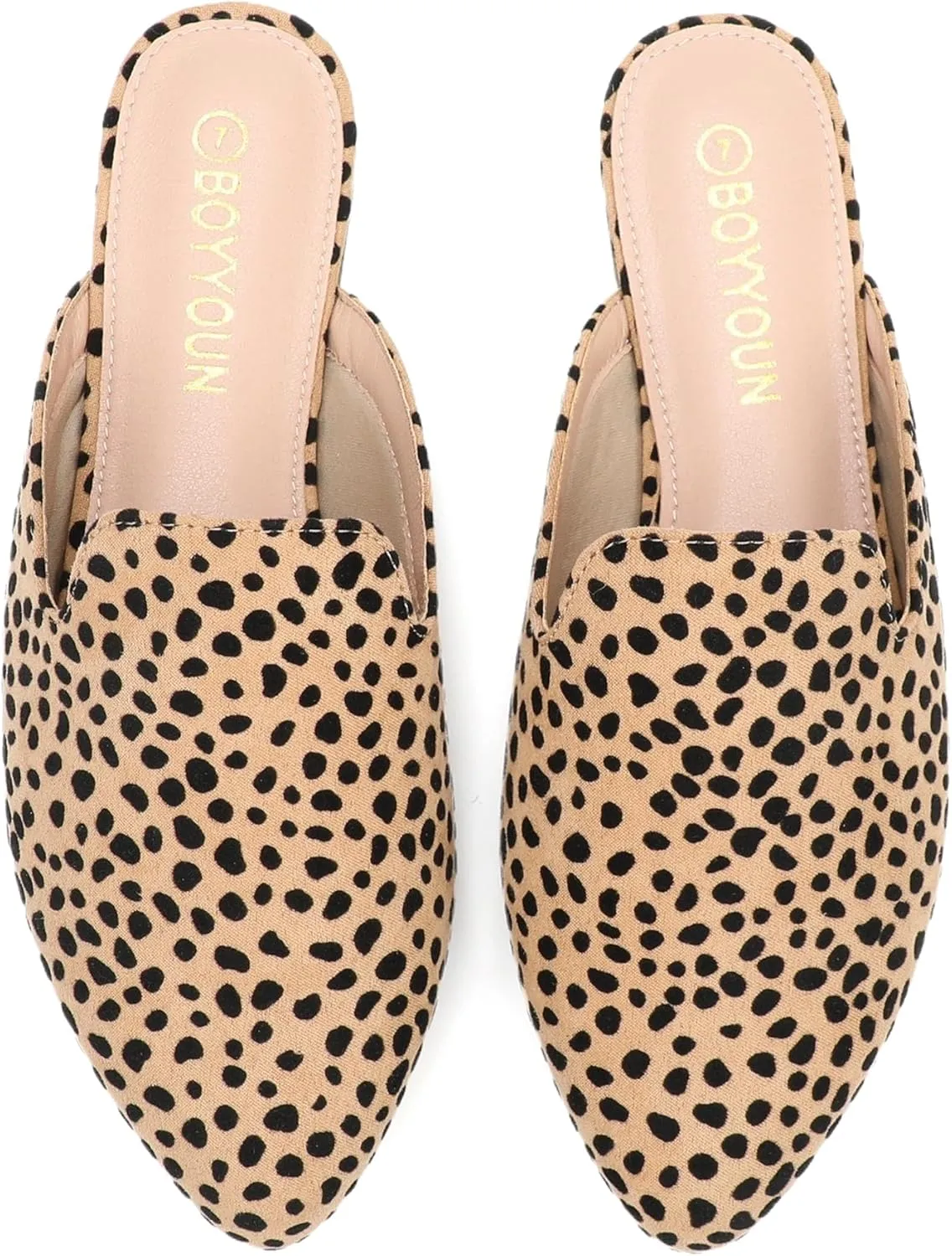 BOYYOUN Mules for Women Comfortable Slip On Backless Flats Pointed Toe Loafers for Work and Casual Wear Low Heel Closed Shoes Womens Mule