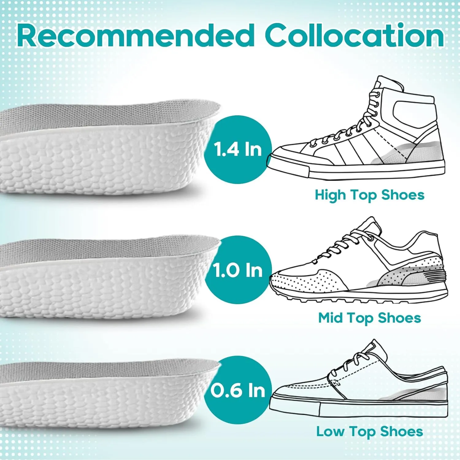 Brandone Insoles - Orthopedic High Pads 1.0 - Height Increase Insoles - Arch Support Insoles for Plantar Fasciitis, Flat Feet, Over-Pronation, Achilles Tendonitis, Foot Pain Relief (Gray, 1.0Inch)