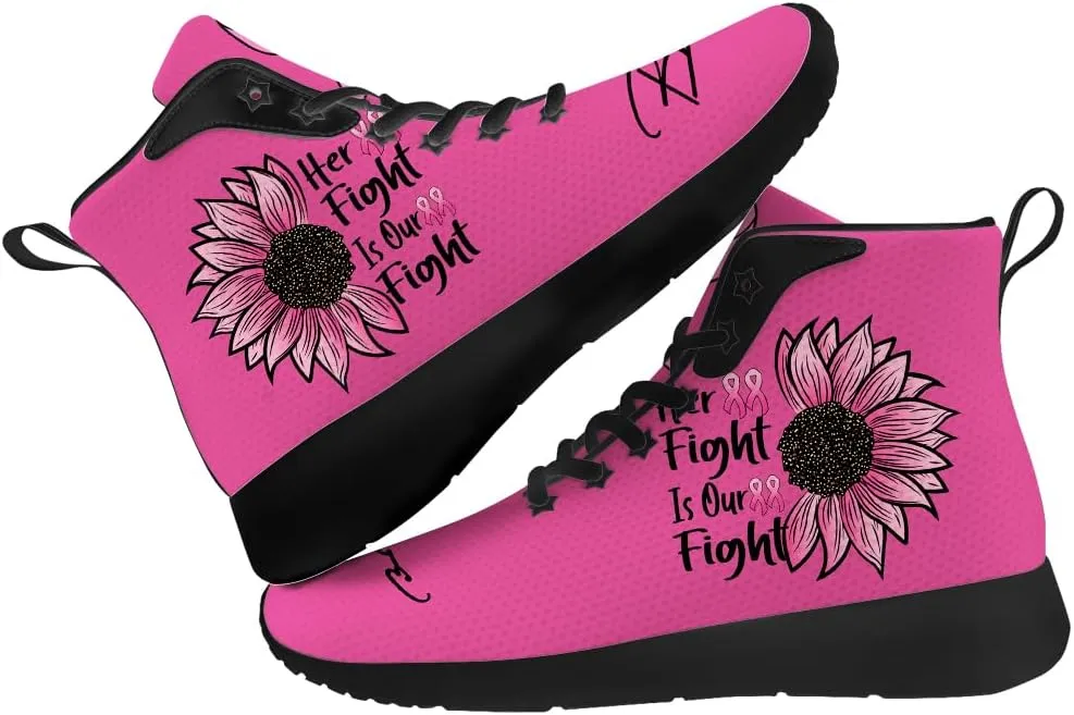 Breast Cancer Awareness Shoes for Women High Top Sneakers High Top Shoes Gifts for Mom Girlfriend