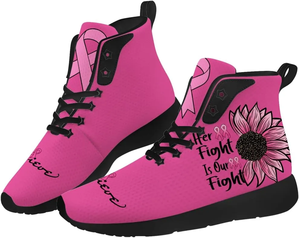 Breast Cancer Awareness Shoes for Women High Top Sneakers High Top Shoes Gifts for Mom Girlfriend
