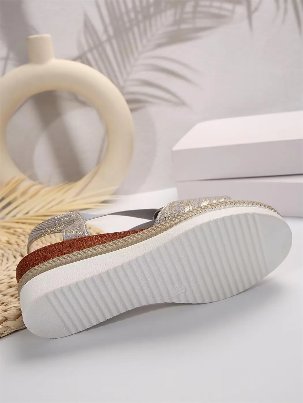 Bulepods Orthopedic Women Sandal Breathable Arch Support Wedge Slip On Vintage Summer