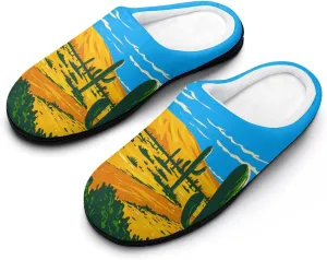 Cactus Clog Slippers For Men Non-Slip Warm House Slippers Women's Cotton Slippers Bedroom Slip-On Shoes Indoor Outdoor