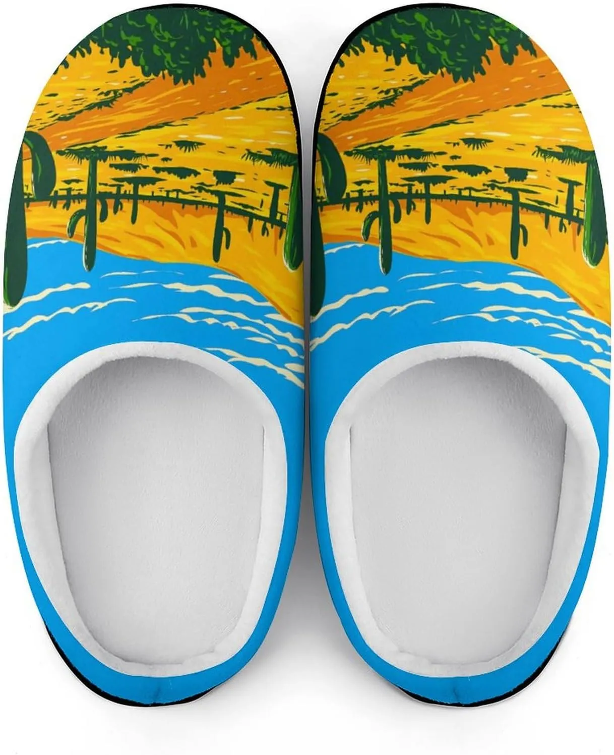 Cactus Clog Slippers For Men Non-Slip Warm House Slippers Women's Cotton Slippers Bedroom Slip-On Shoes Indoor Outdoor