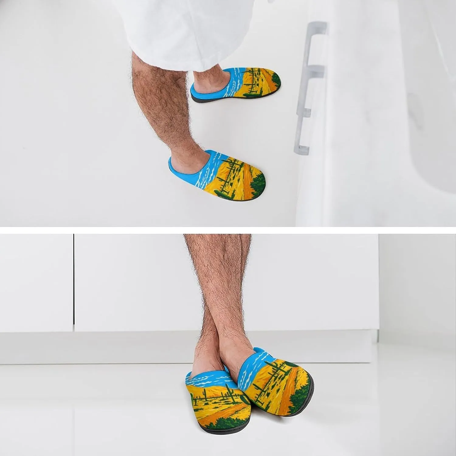 Cactus Clog Slippers For Men Non-Slip Warm House Slippers Women's Cotton Slippers Bedroom Slip-On Shoes Indoor Outdoor