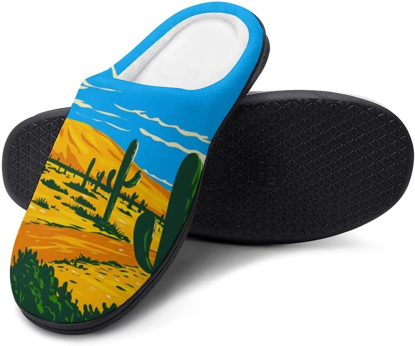 Cactus Clog Slippers For Men Non-Slip Warm House Slippers Women's Cotton Slippers Bedroom Slip-On Shoes Indoor Outdoor
