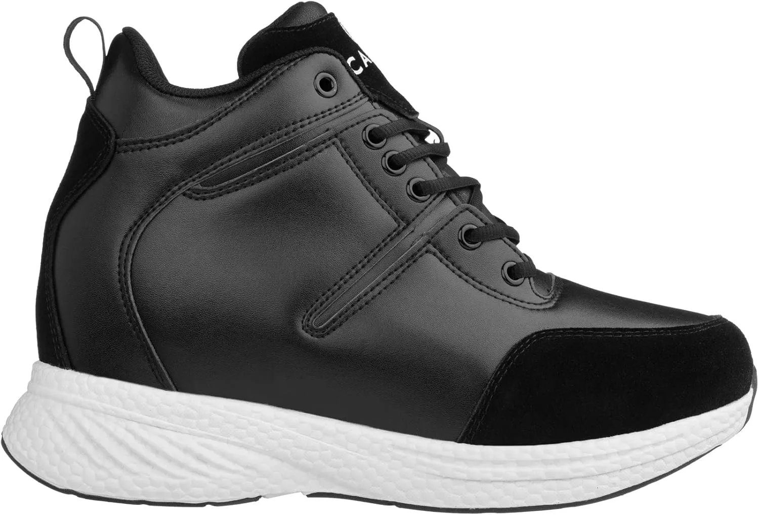 CALTO Men's Invisible Height Increasing Elevator Shoes - Black Lace-up High-Top Fashion Sneakers - 3.6 Inches Taller - S22818 - Size 8 D(M) US
