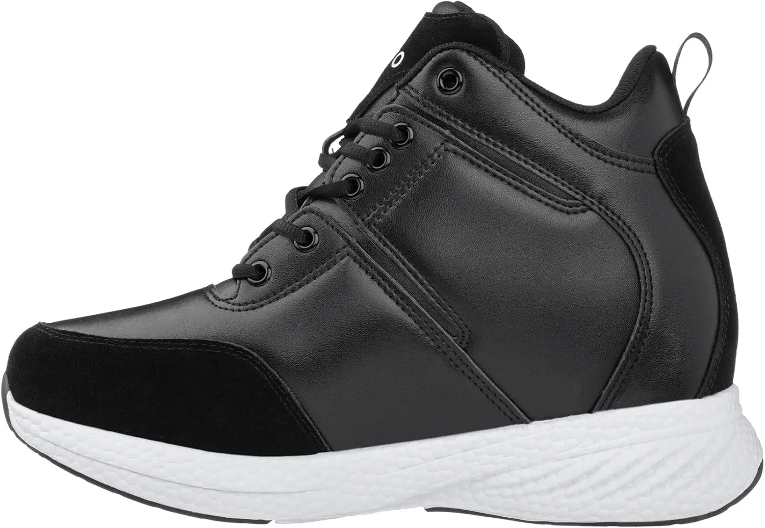 CALTO Men's Invisible Height Increasing Elevator Shoes - Black Lace-up High-Top Fashion Sneakers - 3.6 Inches Taller - S22818 - Size 8 D(M) US