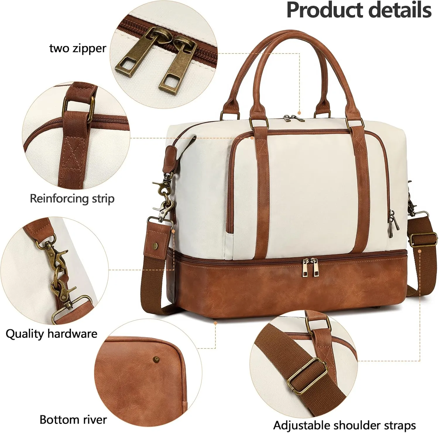 CAMTOP Women Ladies Travel Weekender Bag Overnight Duffel Carry-on Tote Bag fit 15.6 Inch Laptop Computer