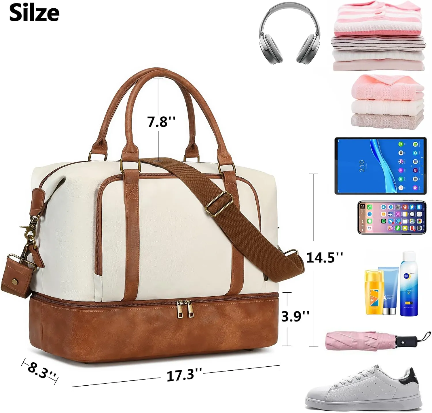 CAMTOP Women Ladies Travel Weekender Bag Overnight Duffel Carry-on Tote Bag fit 15.6 Inch Laptop Computer