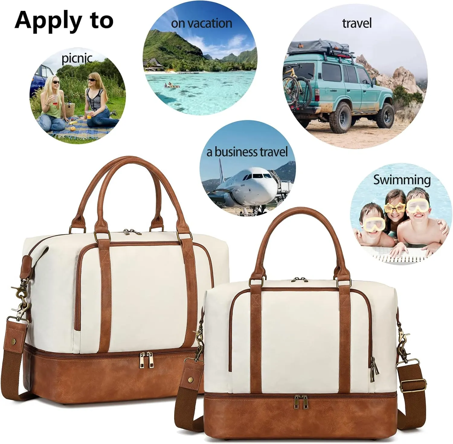 CAMTOP Women Ladies Travel Weekender Bag Overnight Duffel Carry-on Tote Bag fit 15.6 Inch Laptop Computer