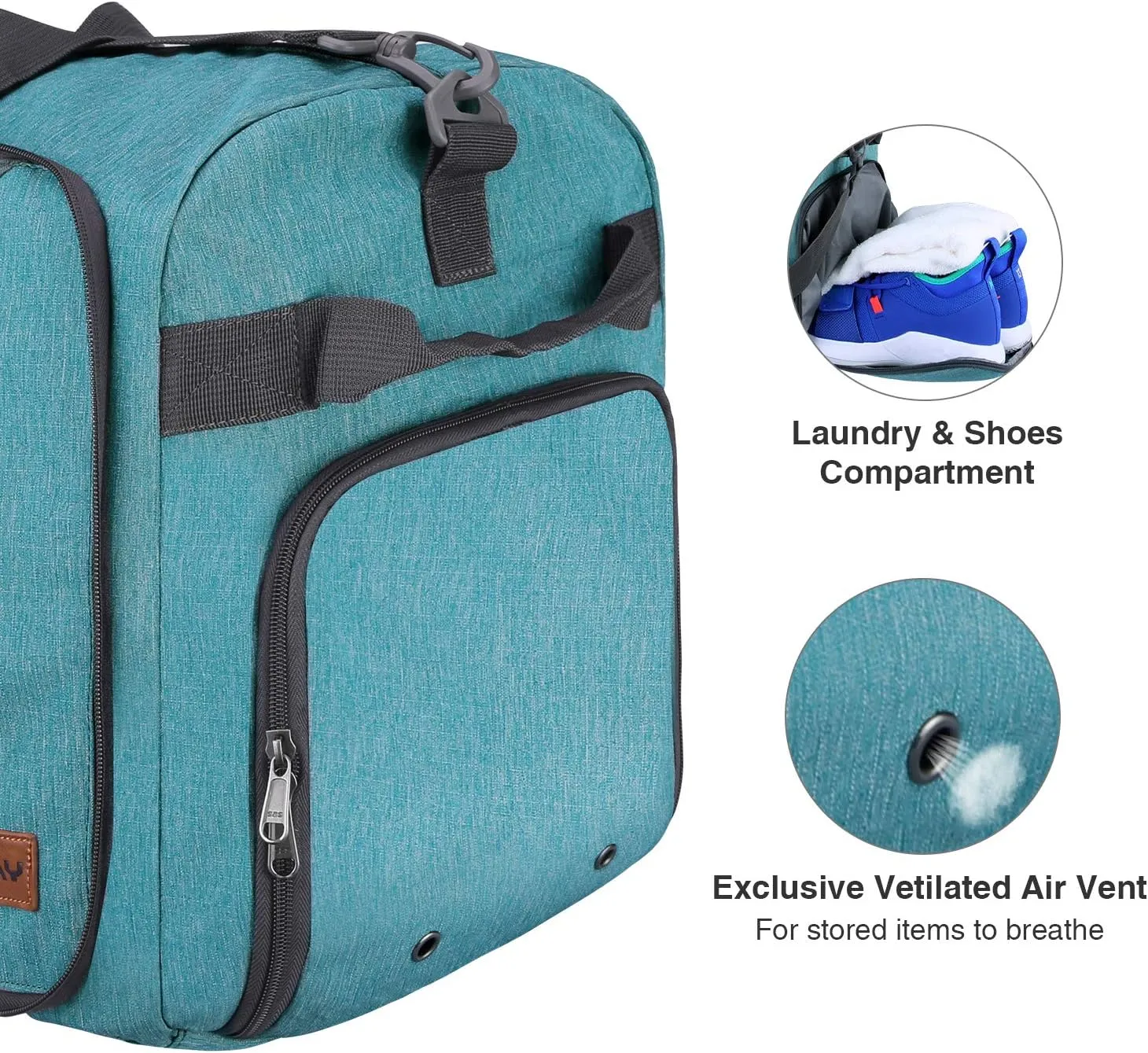 Canway 85L Travel Duffel Bag, Foldable Weekender Bag with Shoes Compartment for Men Women Water-proof & Tear Resistant (Mint Green, 85L)