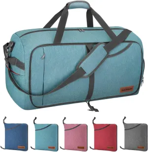 Canway 85L Travel Duffel Bag, Foldable Weekender Bag with Shoes Compartment for Men Women Water-proof & Tear Resistant (Mint Green, 85L)