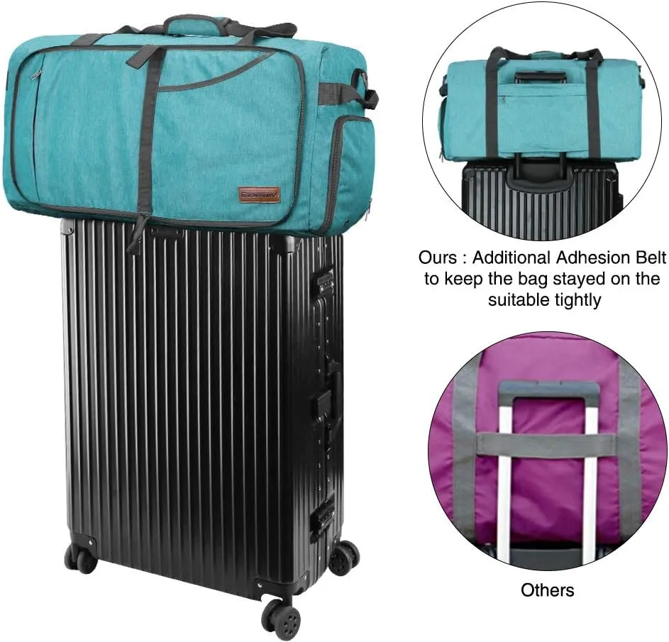 Canway 85L Travel Duffel Bag, Foldable Weekender Bag with Shoes Compartment for Men Women Water-proof & Tear Resistant (Mint Green, 85L)