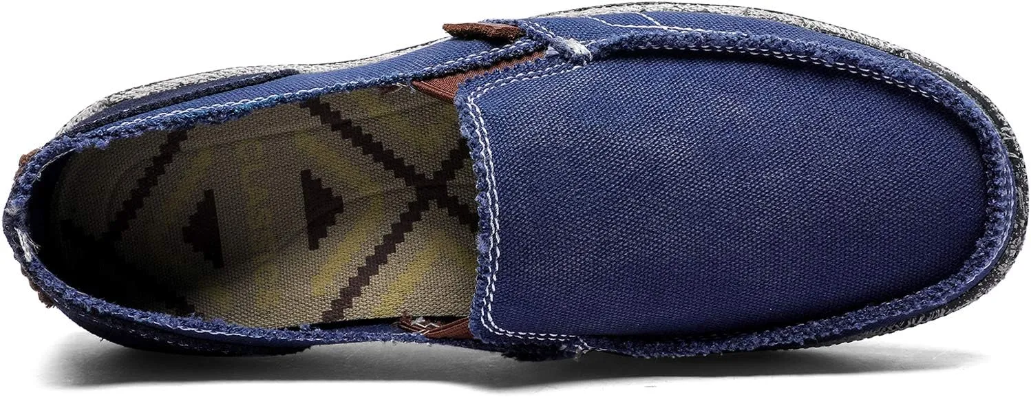 CASMAG Men's Casual Cloth Shoes Canvas Slip on Loafers Leisure Vintage Flat Boat Shoes
