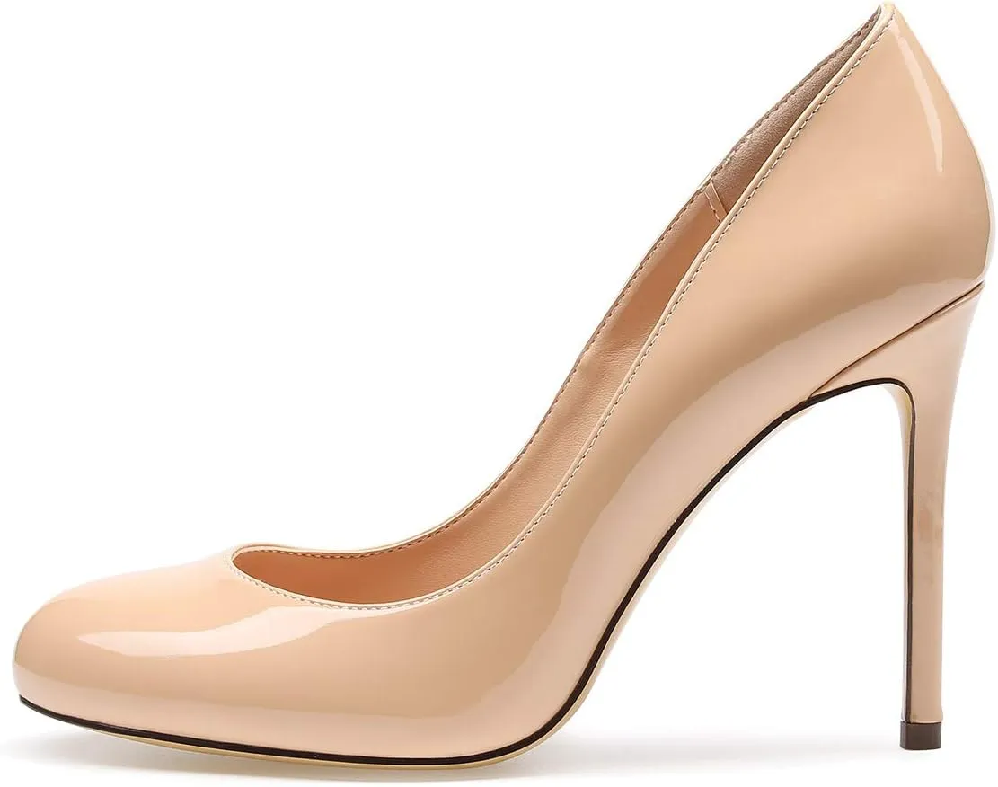 Castamere Womens High Heels Round Toe Slip-On Pumps Stilettos 10CM
