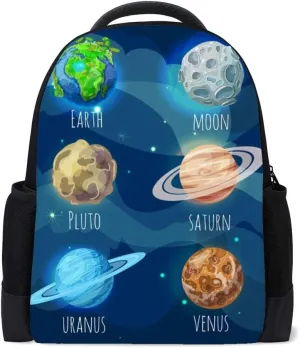 Casual Backpack School Book Bag Teenager Laptop Business Sports Travel Bag 16 Inch Water Proof Multi-Function ﻿Solar System Planets Daypack