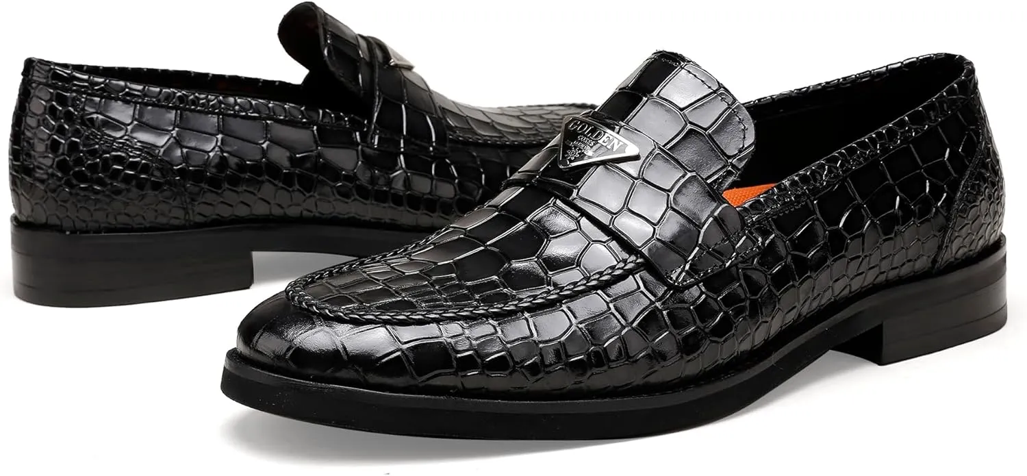 Casual Dress Shoes for Men, Premium Formal Buckle Dress Loafers Business Slip-on Penny Loafer for Mens