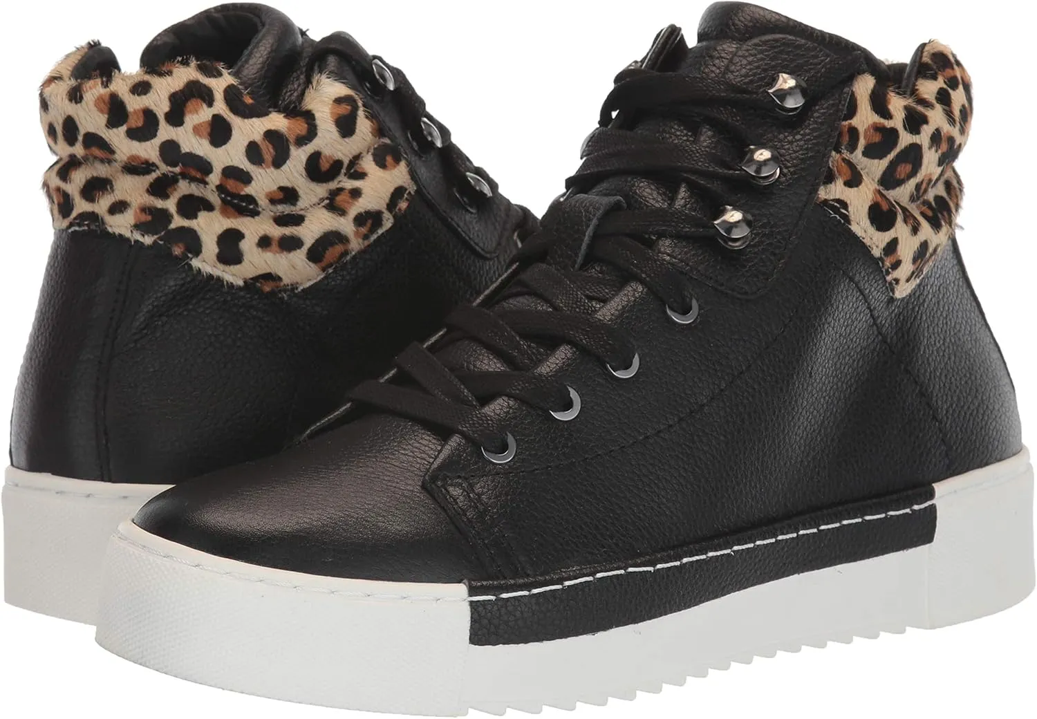 Cecelia New York Silow Leather Platform High Top Sneaker Black/White Snake