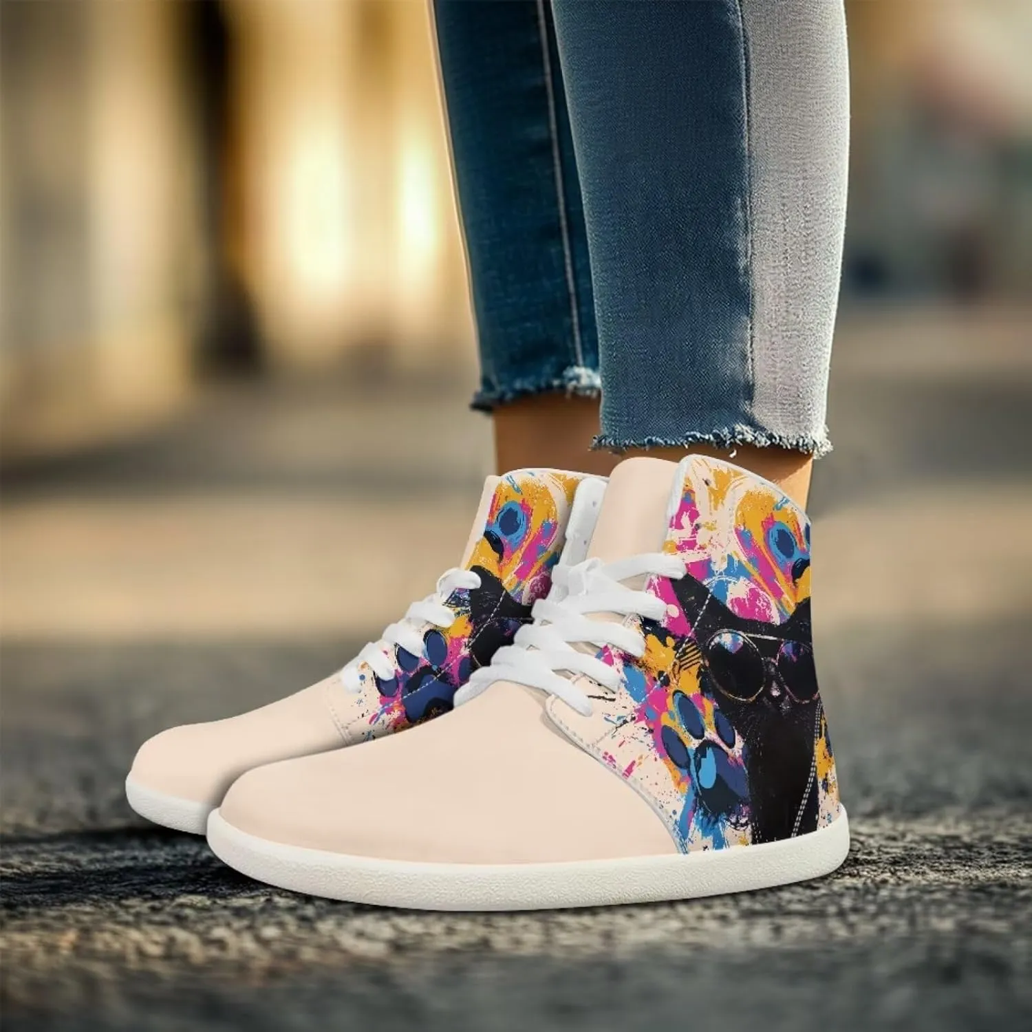 chaqlin High Top Sneaker Laces White for Women Men Fitness Ankle Support Shoes Ankle Boots Walking Tennis Platform Leather Sneaker