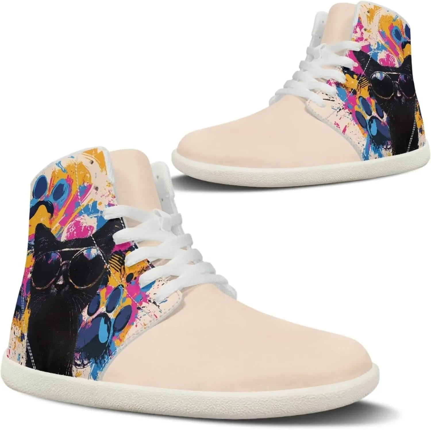 chaqlin High Top Sneaker Laces White for Women Men Fitness Ankle Support Shoes Ankle Boots Walking Tennis Platform Leather Sneaker