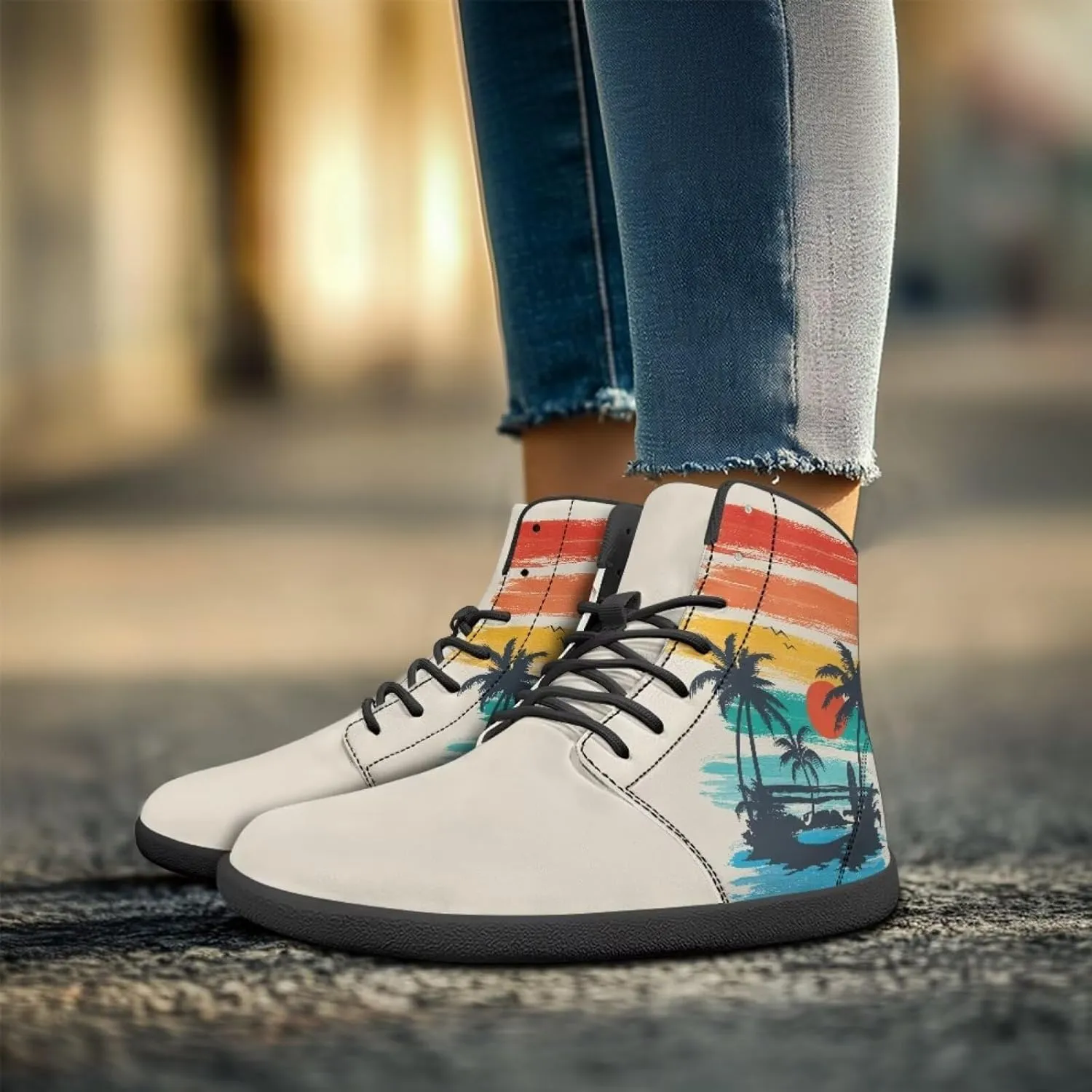 chaqlin Tropical High Top Barefoot Shoes Workout Shoes Zero Drop Walking Shoes