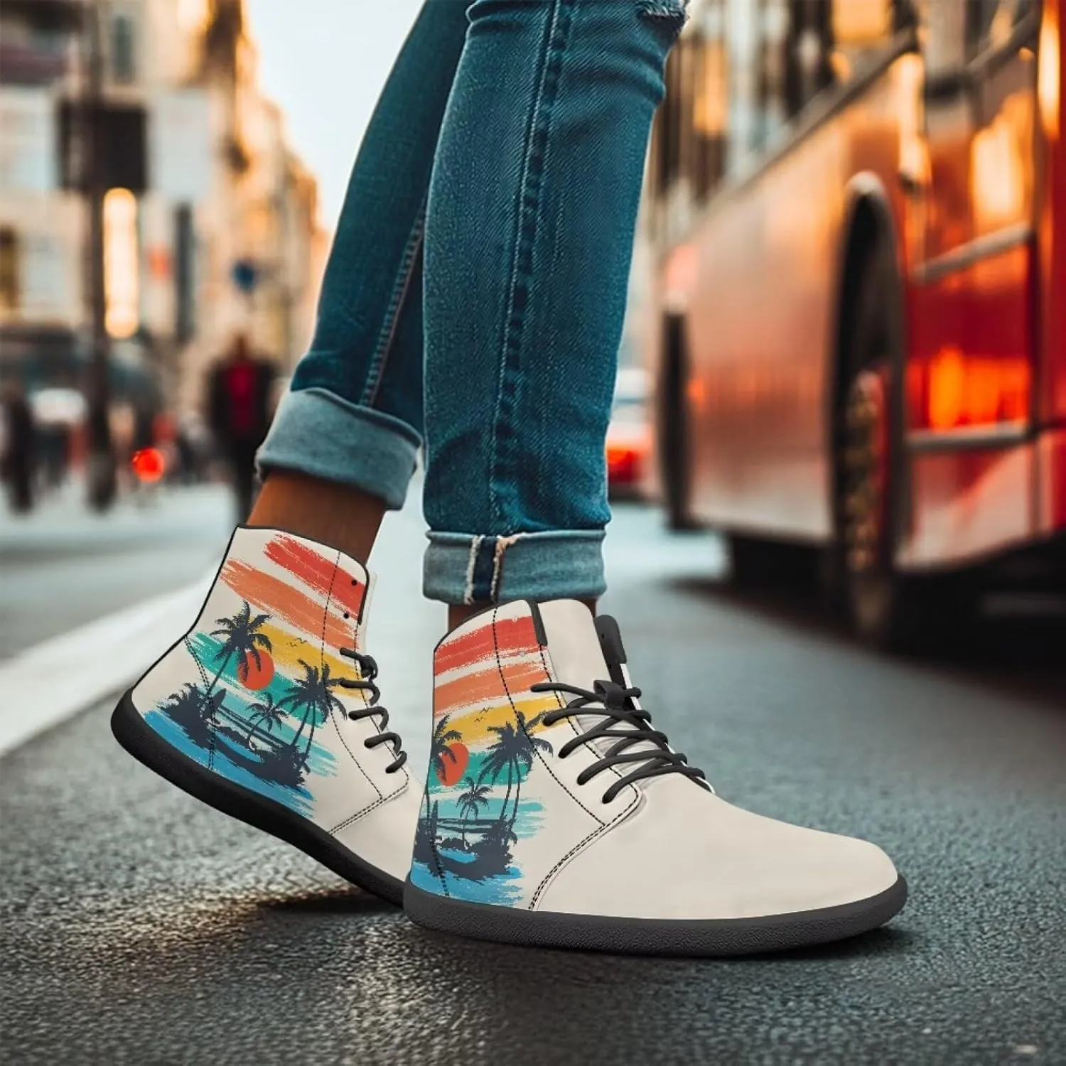 chaqlin Tropical High Top Barefoot Shoes Workout Shoes Zero Drop Walking Shoes