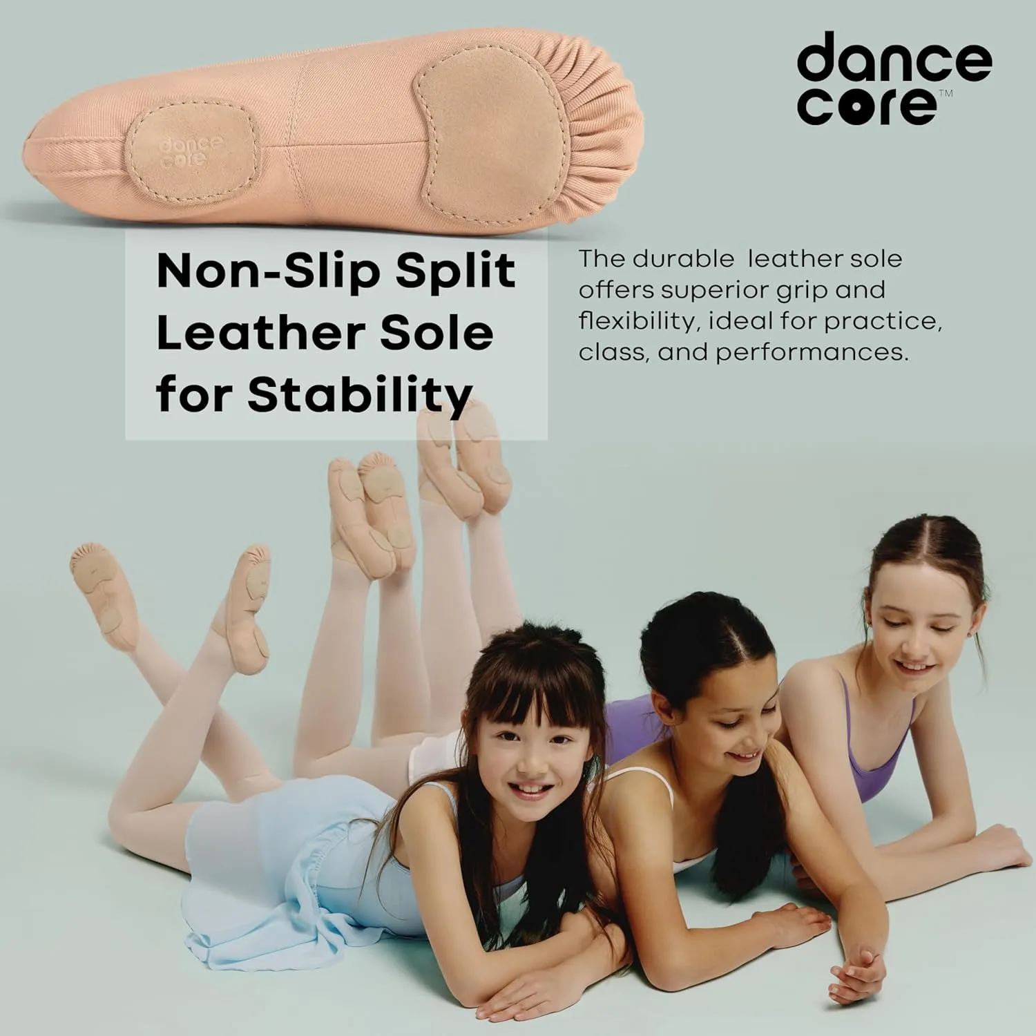 Children's Slip-On Canvas Ballet Dance Shoe with Split Leather Sole for Stability