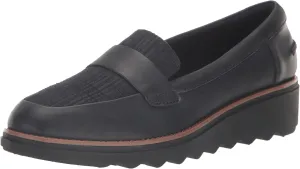 Clarks Women's Sharon Gracie Loafer, Navy Combi Leather, 6.5