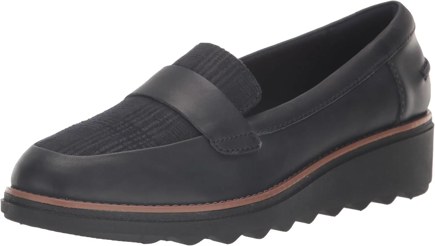 Clarks Women's Sharon Gracie Loafer, Navy Combi Leather, 6.5