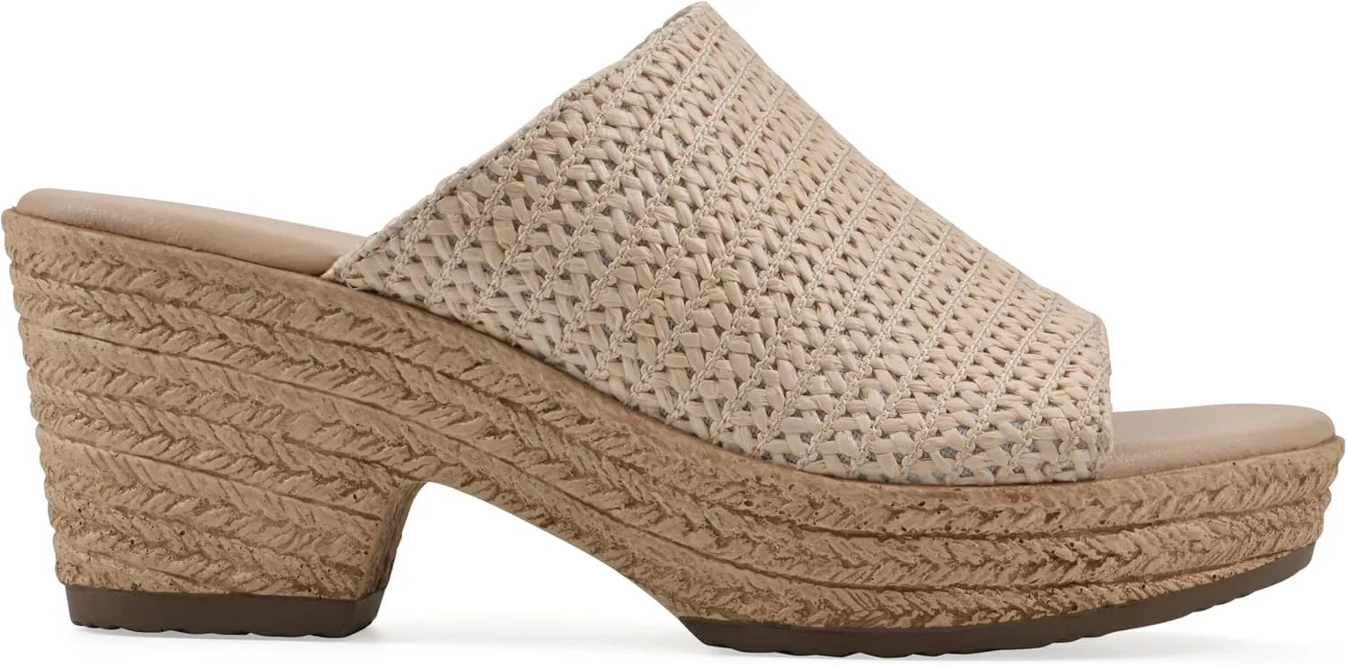 CLIFFS BY WHITE MOUNTAIN Women's Biando Platform Raffia Slide Sandal