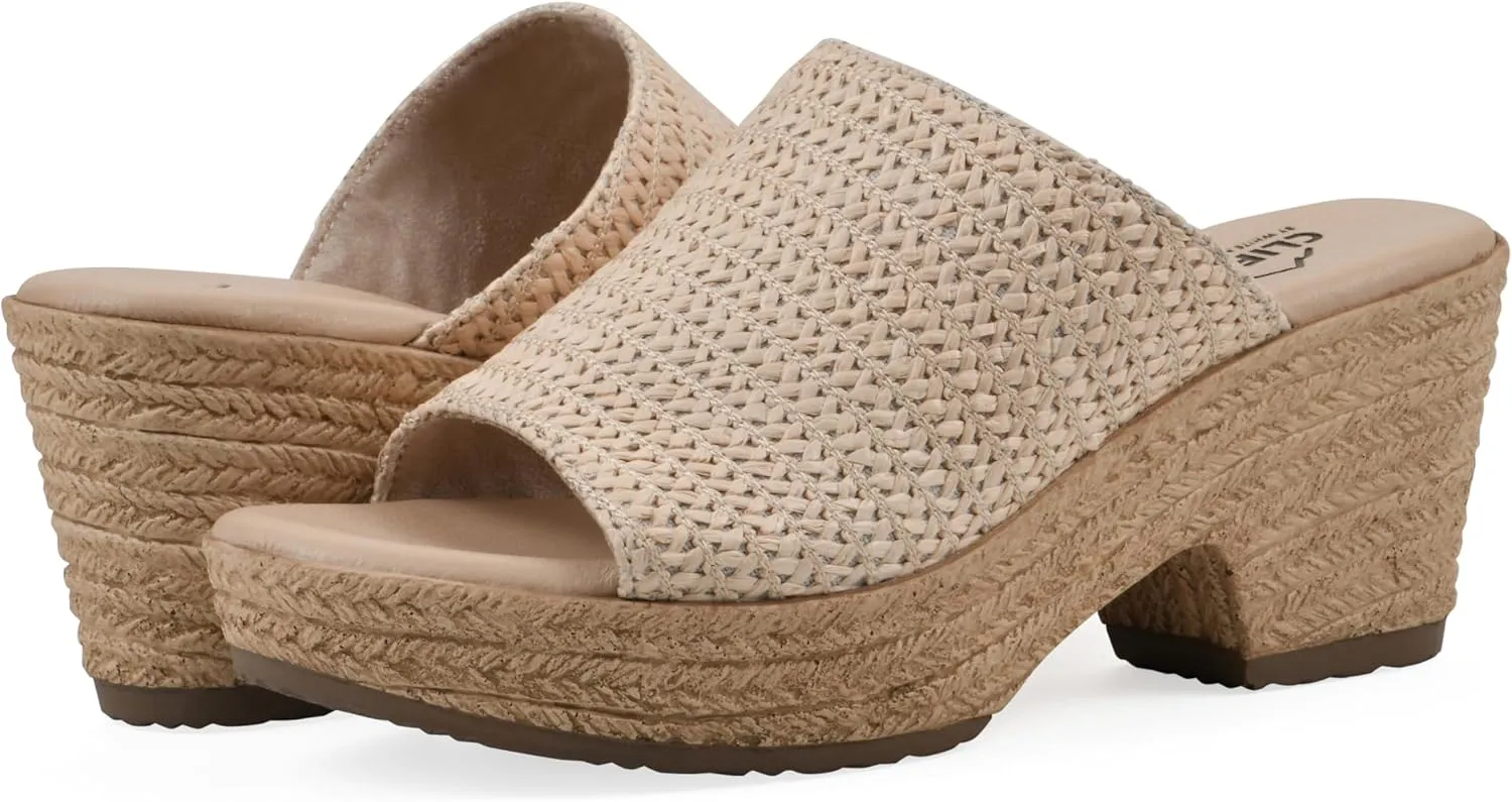 CLIFFS BY WHITE MOUNTAIN Women's Biando Platform Raffia Slide Sandal