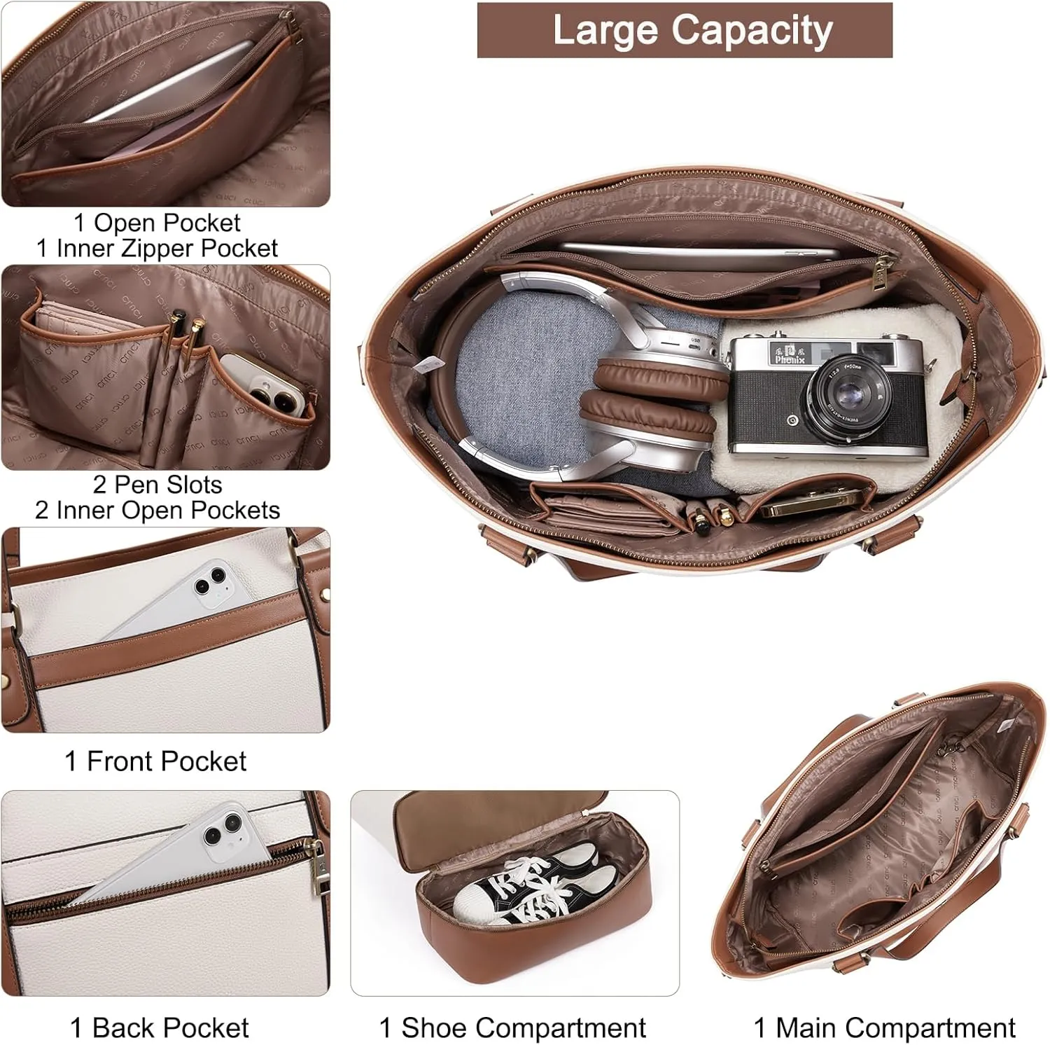 CLUCI Weekender Bag for Women Travel Leather Duffel Bag Carry on Overnight Bag